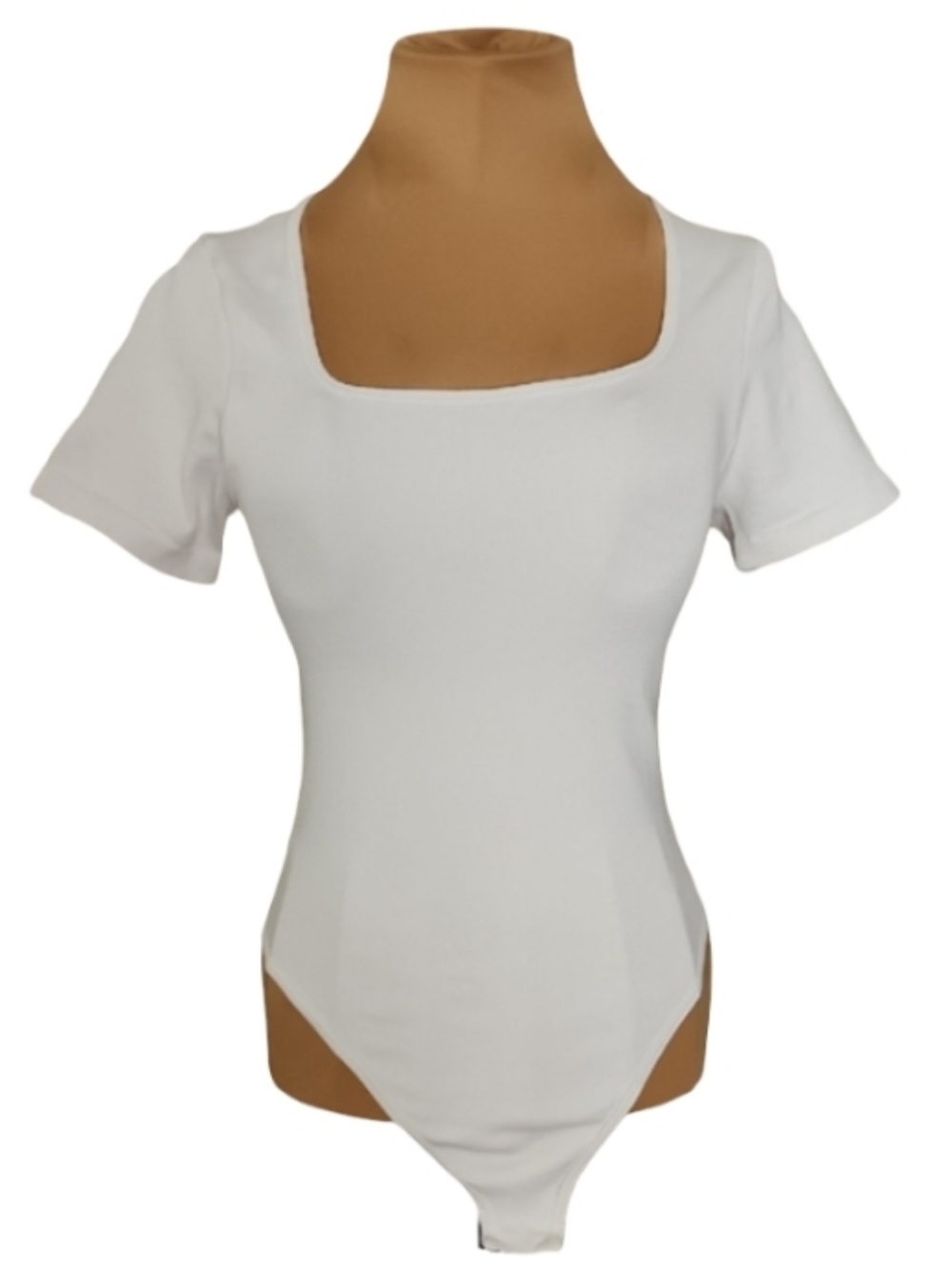 OQQ White Square Neck Bodysuit Medium‎ Sculpting Stretch Clean Girl Basic